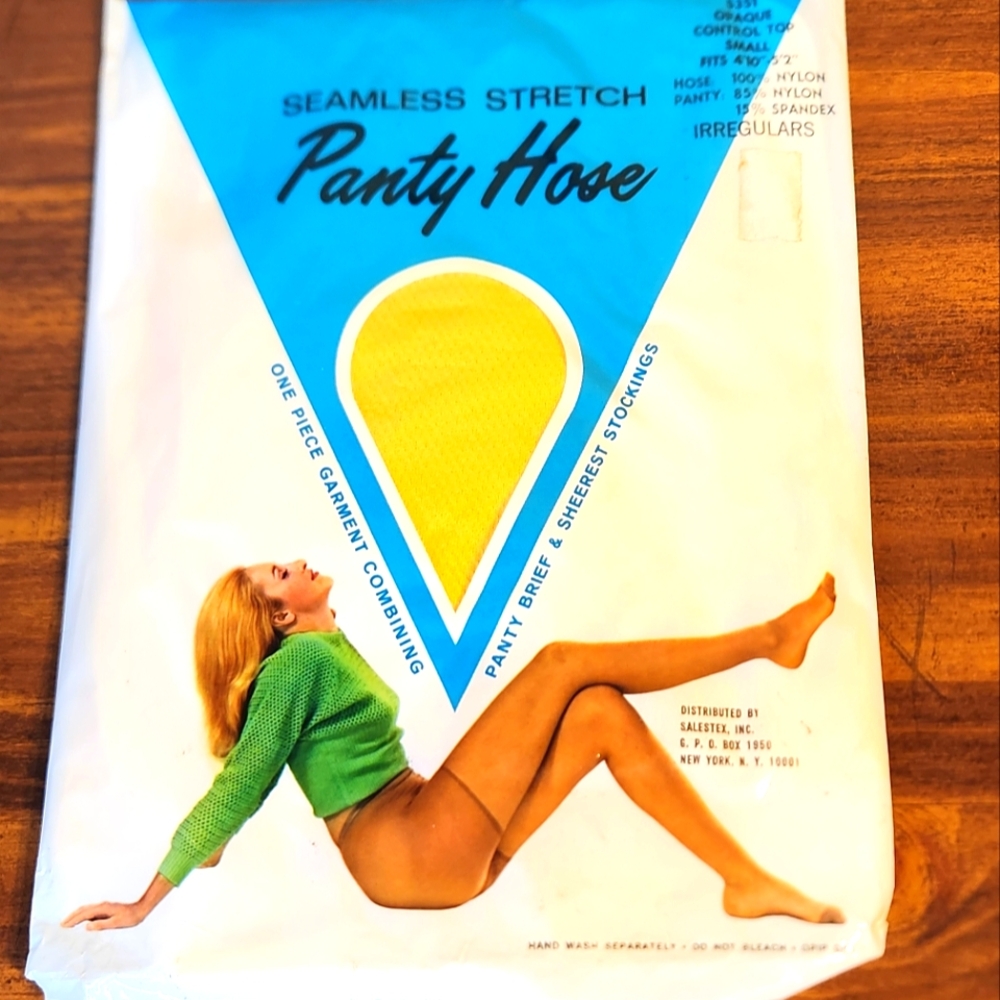 Vtg Panty Hose Yellow Seamless Stretch Small Irregulars Control Top New Open